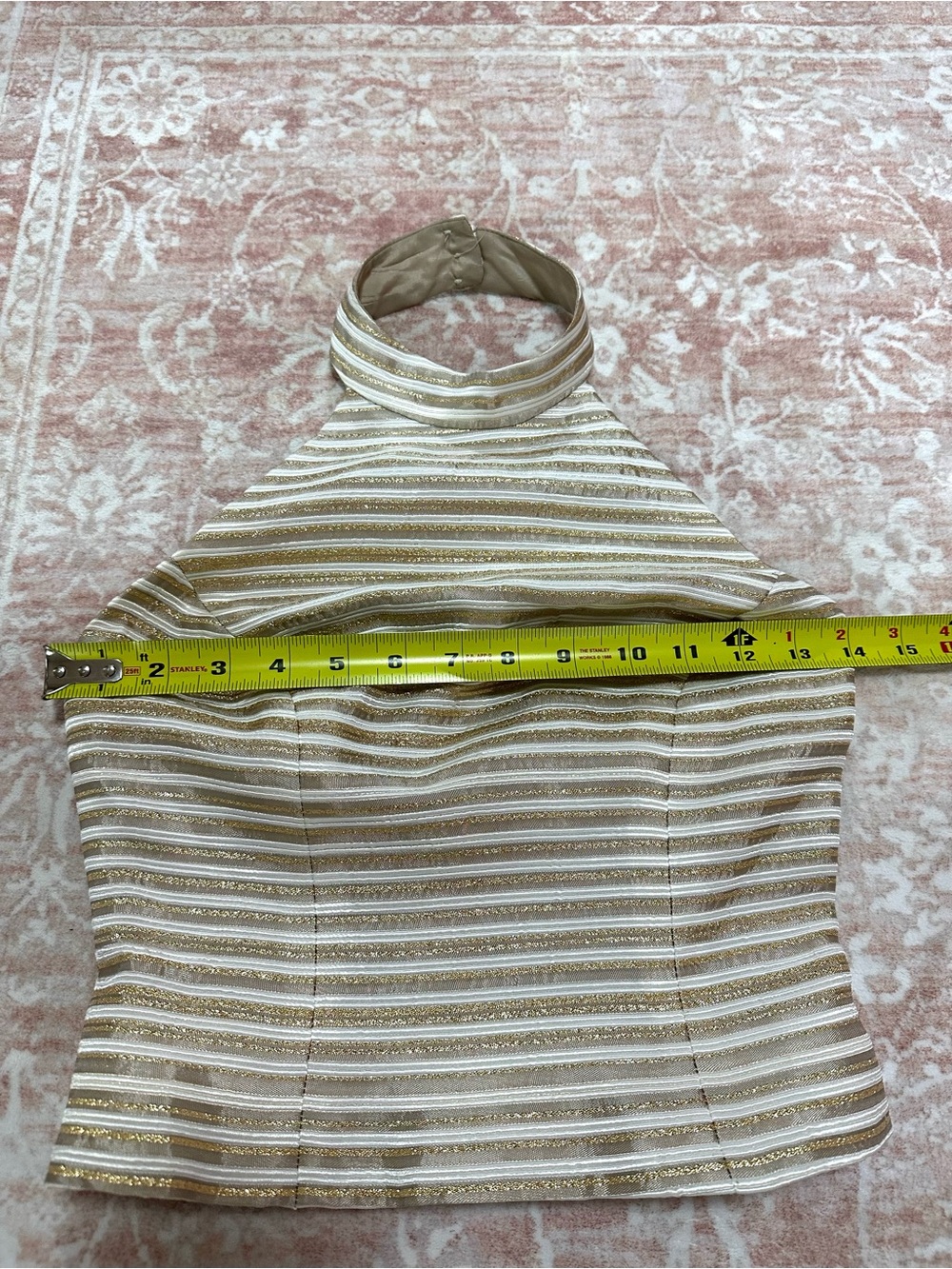 Vintage ✨ Caché Metallic Striped Halter Top - Y2K - Picture 7 of 10